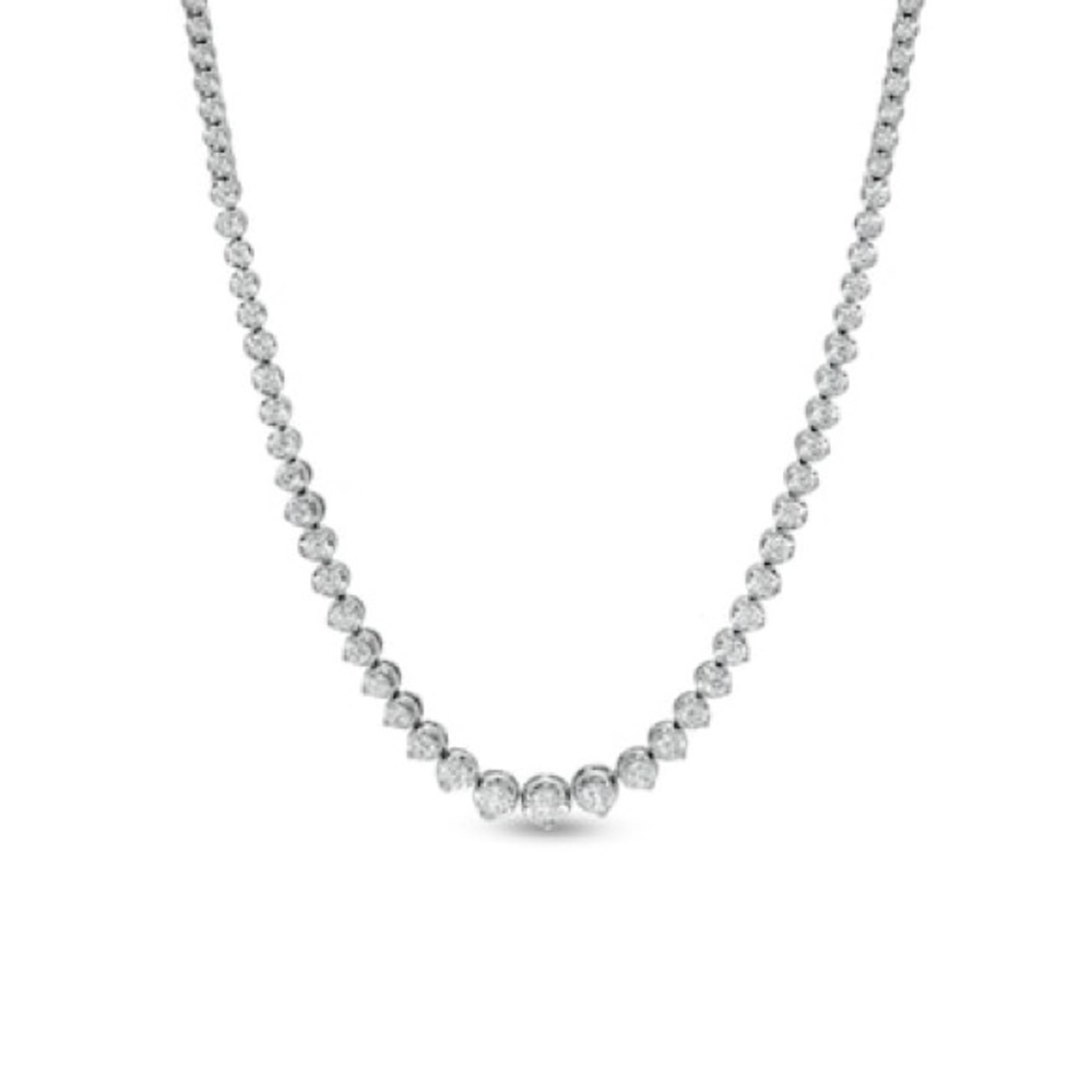 4 CT. T.W. Diamond Graduate Riviera Necklace in 10K White Gold – 17"